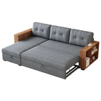 GDFStudio - Canapé d'angle convertible Vinnas avec lit gigogne et méridienne de rangement caché
