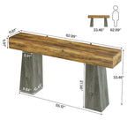 Table d'entrée de ferme, table console de canapé en bois de 63 pouces de long