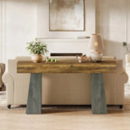 Table d'entrée de ferme, table console de canapé en bois de 63 pouces de long