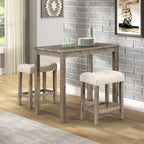 Ensemble de salle à manger 3 pièces à hauteur de comptoir, petite table de salle à manger d'appartement et ensembles de chaises avec tabourets rembourrés capitonnés pour la cuisine