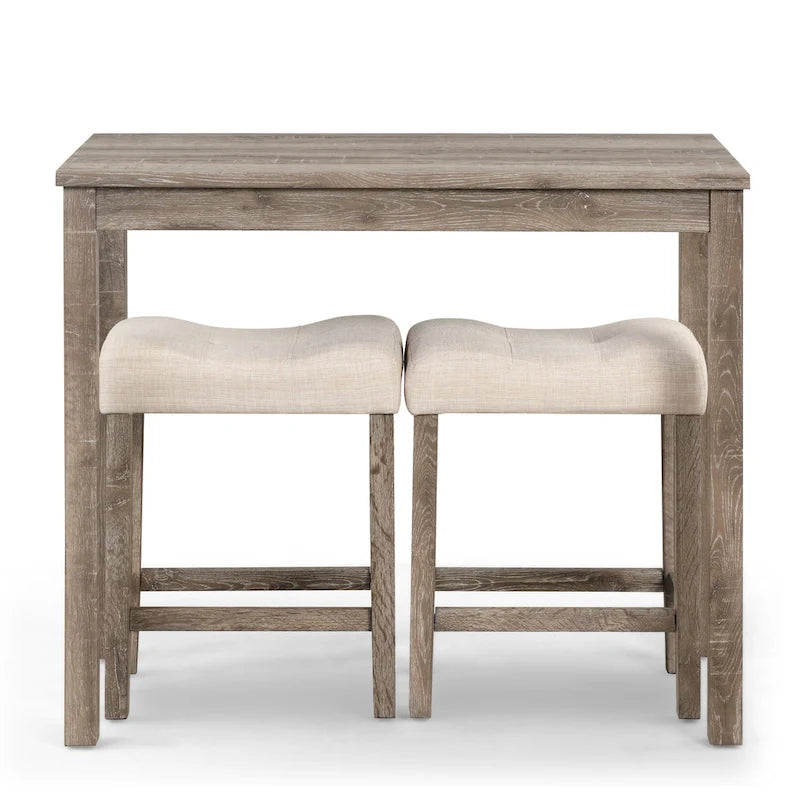 Ensemble de salle à manger 3 pièces à hauteur de comptoir, petite table de salle à manger d'appartement et ensembles de chaises avec tabourets rembourrés capitonnés pour la cuisine