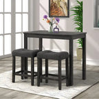 Ensemble de salle à manger 3 pièces à hauteur de comptoir, petite table de salle à manger d'appartement et ensembles de chaises avec tabourets rembourrés capitonnés pour la cuisine