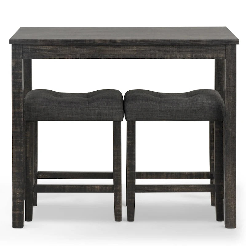 Ensemble de salle à manger 3 pièces à hauteur de comptoir, petite table de salle à manger d'appartement et ensembles de chaises avec tabourets rembourrés capitonnés pour la cuisine