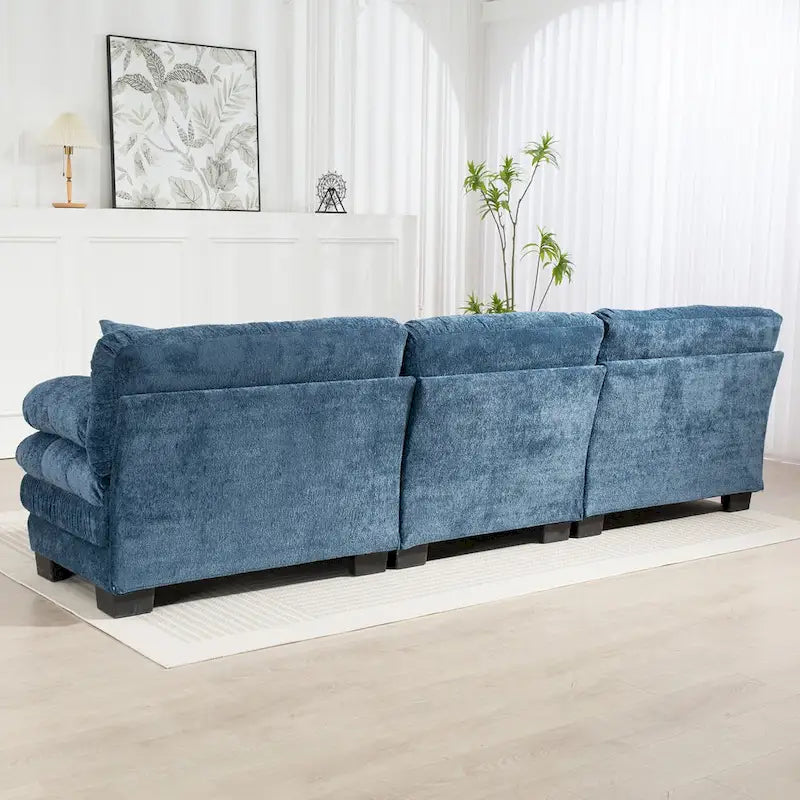 120.87 Canapé sectionnel convertible en L en chenille avec pouf