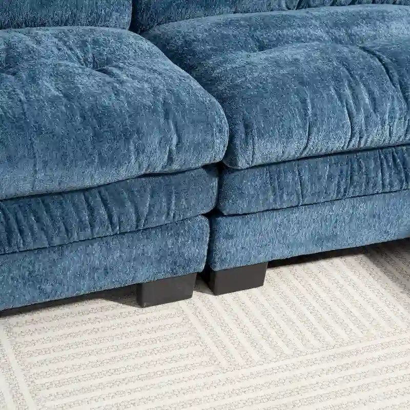 120.87 Canapé sectionnel convertible en L en chenille avec pouf