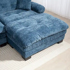 120.87 Canapé sectionnel convertible en L en chenille avec pouf