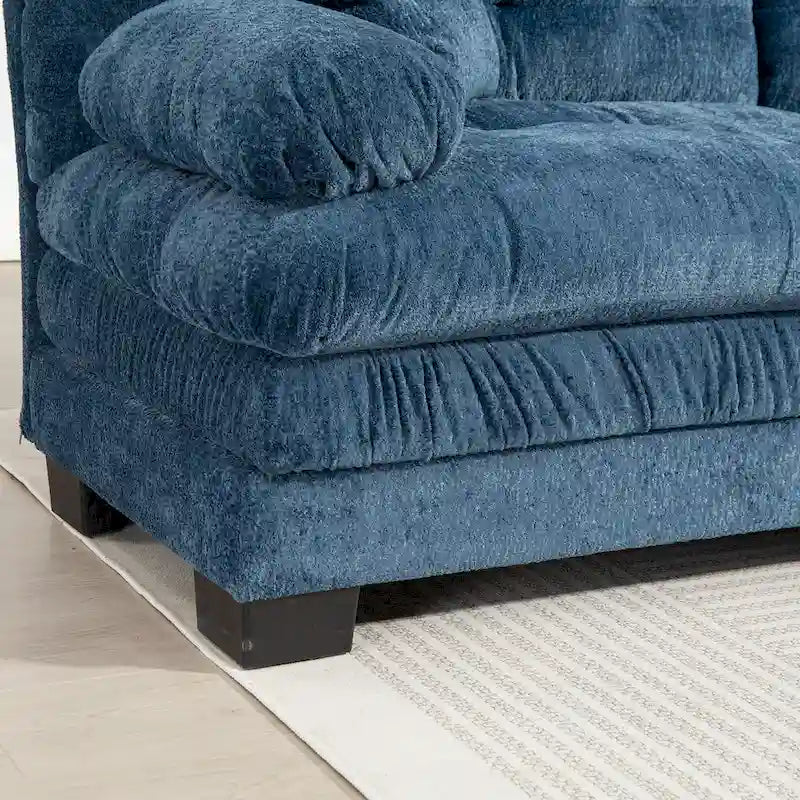 120.87 Canapé sectionnel convertible en L en chenille avec pouf