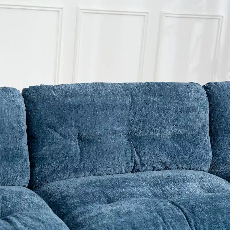 120.87 Canapé sectionnel convertible en L en chenille avec pouf