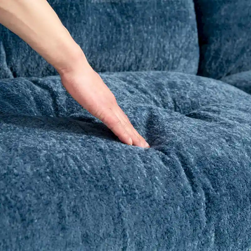 120.87 Canapé sectionnel convertible en L en chenille avec pouf