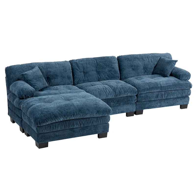 120.87 Canapé sectionnel convertible en L en chenille avec pouf