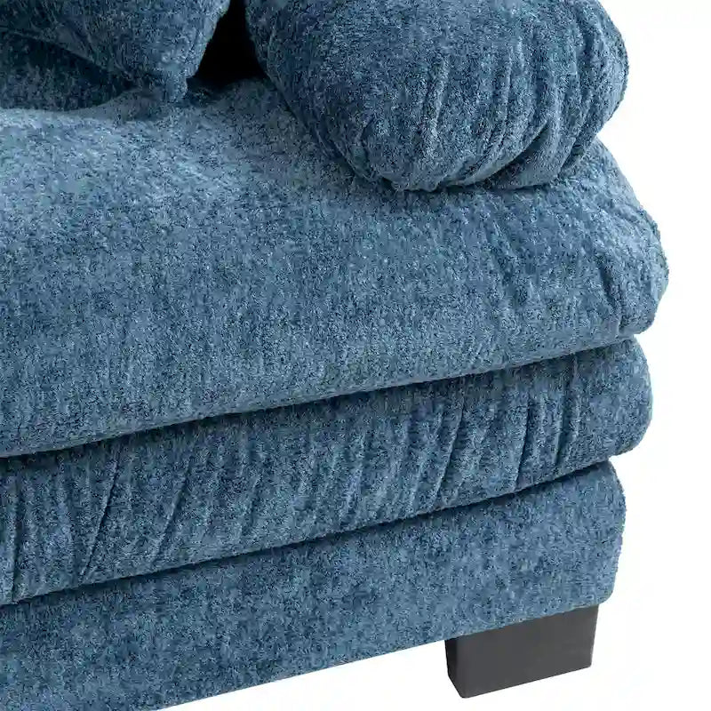 120.87 Canapé sectionnel convertible en L en chenille avec pouf