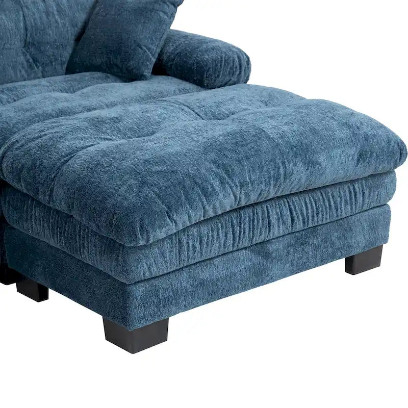 120.87 Canapé sectionnel convertible en L en chenille avec pouf