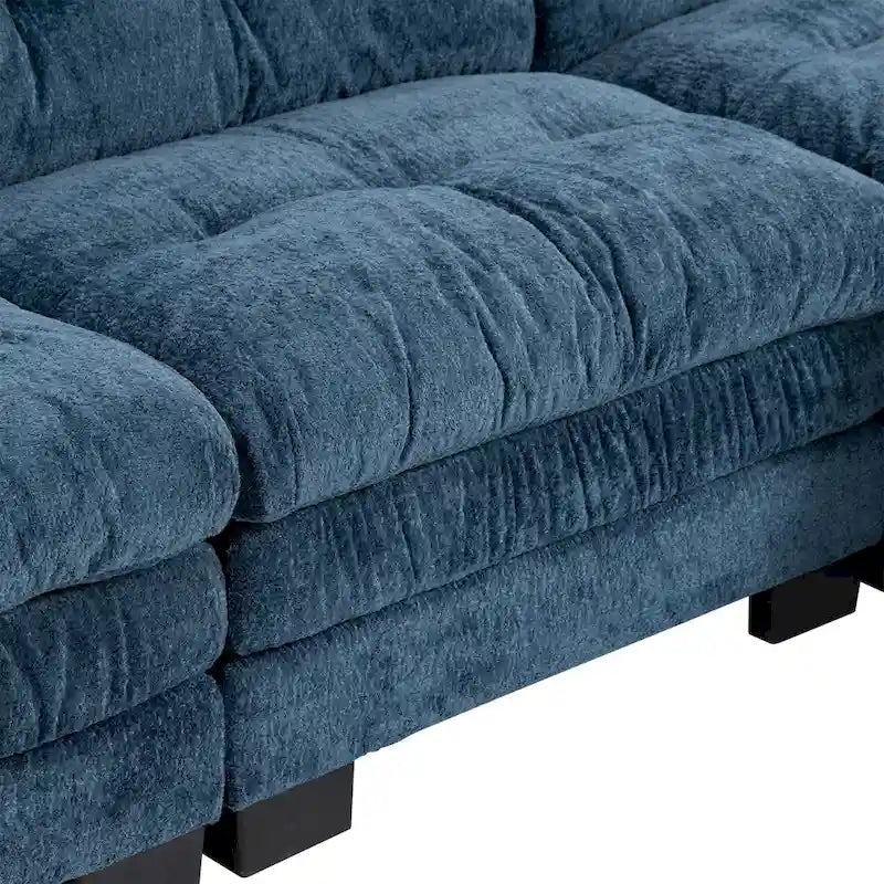 120.87 Canapé sectionnel convertible en L en chenille avec pouf