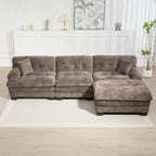 120.87 Canapé sectionnel convertible en L en chenille avec pouf