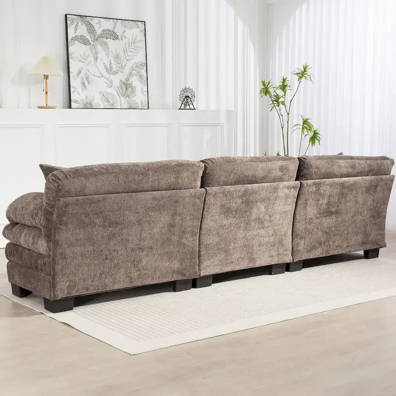 120.87 Canapé sectionnel convertible en L en chenille avec pouf