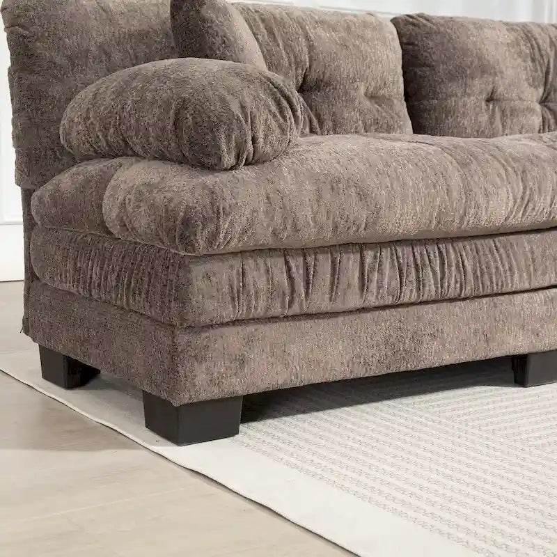 120.87 Canapé sectionnel convertible en L en chenille avec pouf