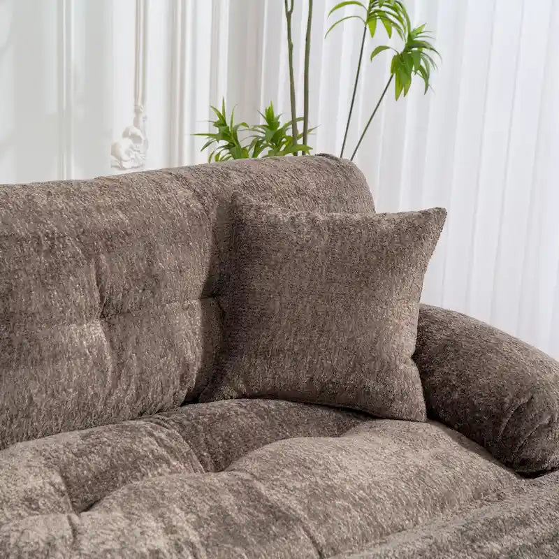 120.87 Canapé sectionnel convertible en L en chenille avec pouf