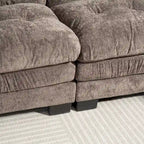 120.87 Canapé sectionnel convertible en L en chenille avec pouf
