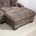 120.87 Canapé sectionnel convertible en L en chenille avec pouf