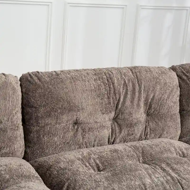 120.87 Canapé sectionnel convertible en L en chenille avec pouf