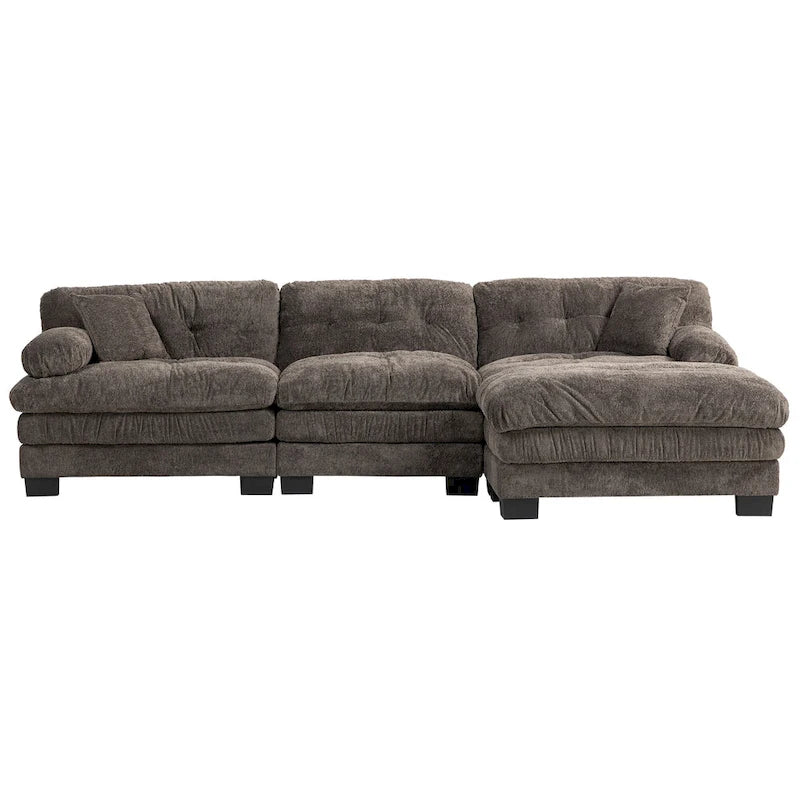 120.87 Canapé sectionnel convertible en L en chenille avec pouf