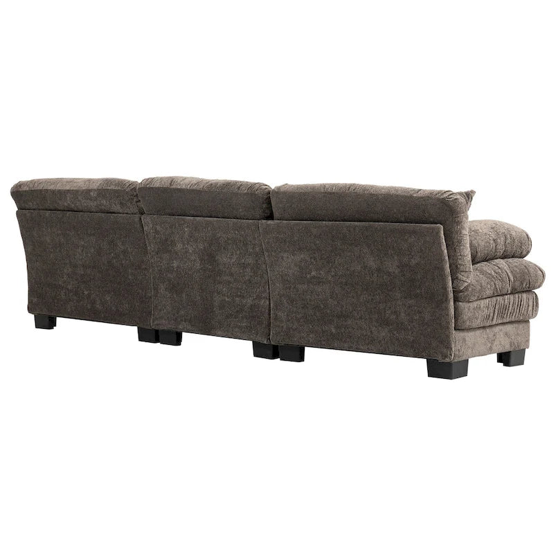120.87 Canapé sectionnel convertible en L en chenille avec pouf