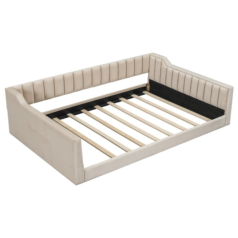 Lit de repos double XL en velours avec rangement