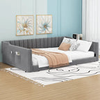 Lit de repos double XL en velours avec rangement