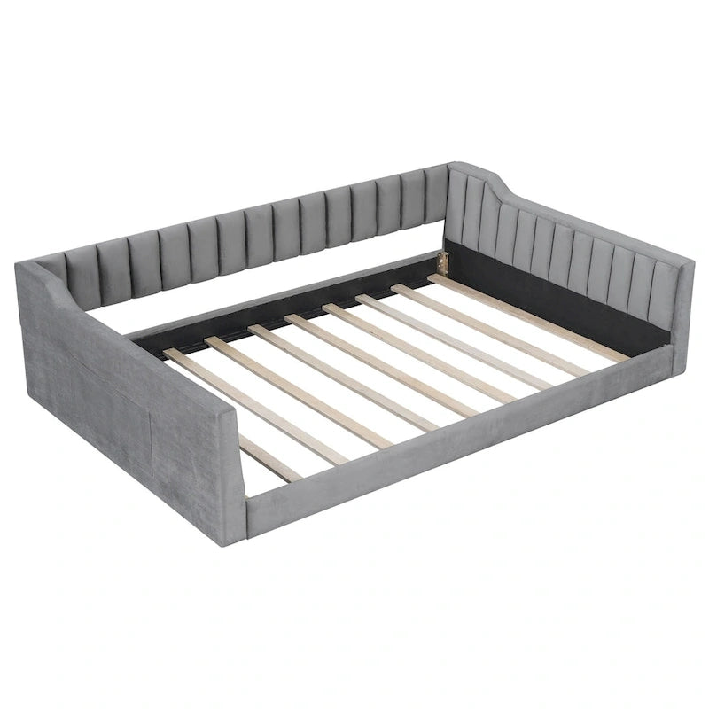Lit de repos double XL en velours avec rangement