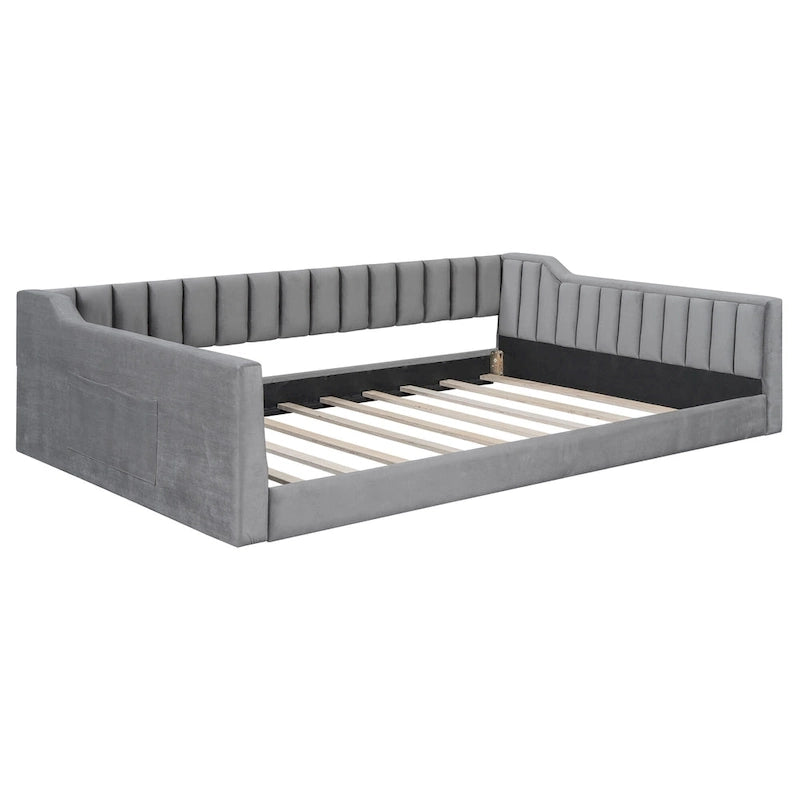 Lit de repos double XL en velours avec rangement