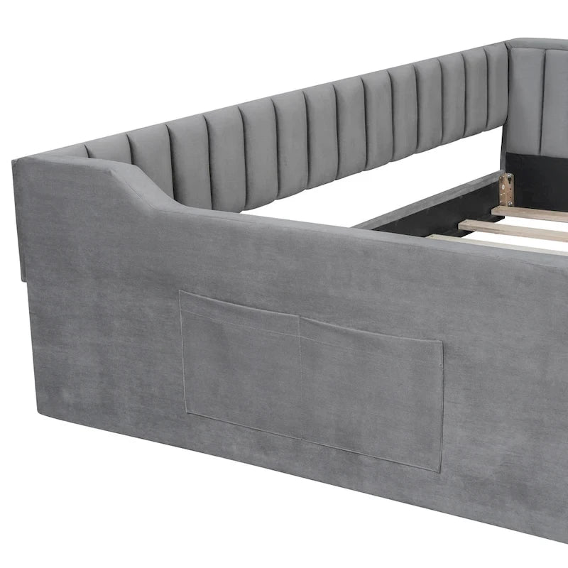Lit de repos double XL en velours avec rangement