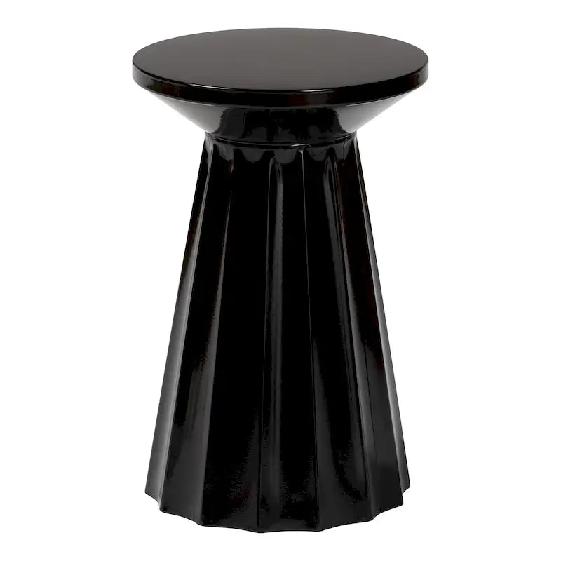 Table d'appoint Ulmer Metal Scalloped - Table d'appoint ronde moderne pour usage intérieur ou semi-extérieur