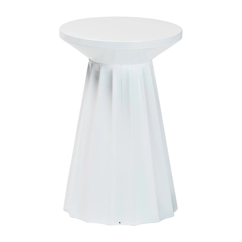 Table d'appoint Ulmer Metal Scalloped - Table d'appoint ronde moderne pour usage intérieur ou semi-extérieur