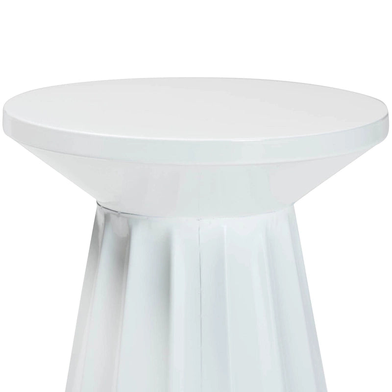 Table d'appoint Ulmer Metal Scalloped - Table d'appoint ronde moderne pour usage intérieur ou semi-extérieur