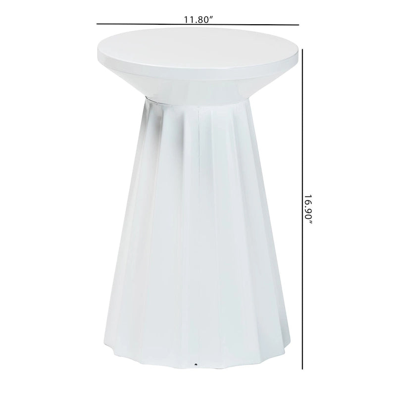 Table d'appoint Ulmer Metal Scalloped - Table d'appoint ronde moderne pour usage intérieur ou semi-extérieur