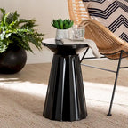 Table d'appoint Ulmer Metal Scalloped - Table d'appoint ronde moderne pour usage intérieur ou semi-extérieur