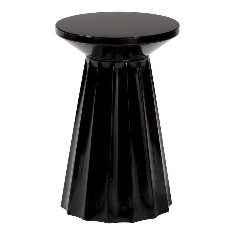 Table d'appoint Ulmer Metal Scalloped - Table d'appoint ronde moderne pour usage intérieur ou semi-extérieur