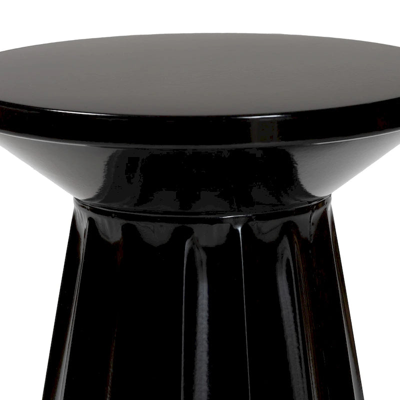 Table d'appoint Ulmer Metal Scalloped - Table d'appoint ronde moderne pour usage intérieur ou semi-extérieur