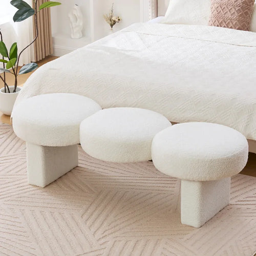 Banc de chambre rembourré en bouclette 56,3W pour entrée ou pied de lit - 56,3L x 19,7P x 17,7H