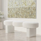 Banc de chambre rembourré en bouclette 56,3W pour entrée ou pied de lit - 56,3L x 19,7P x 17,7H