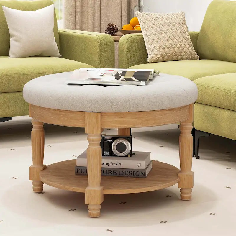 Costway 29 Grand Repose-Pieds Rond Table Basse Banc de Rangement avec