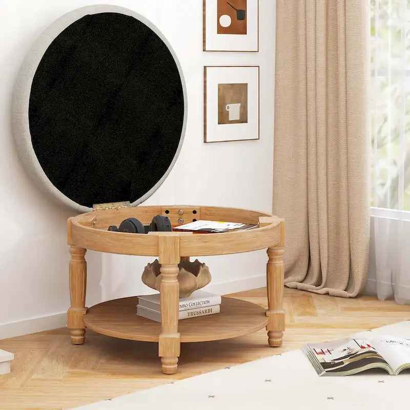 Costway 29 Grand Repose-Pieds Rond Table Basse Banc de Rangement avec