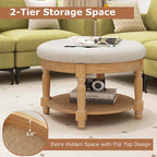 Costway 29 Grand Repose-Pieds Rond Table Basse Banc de Rangement avec