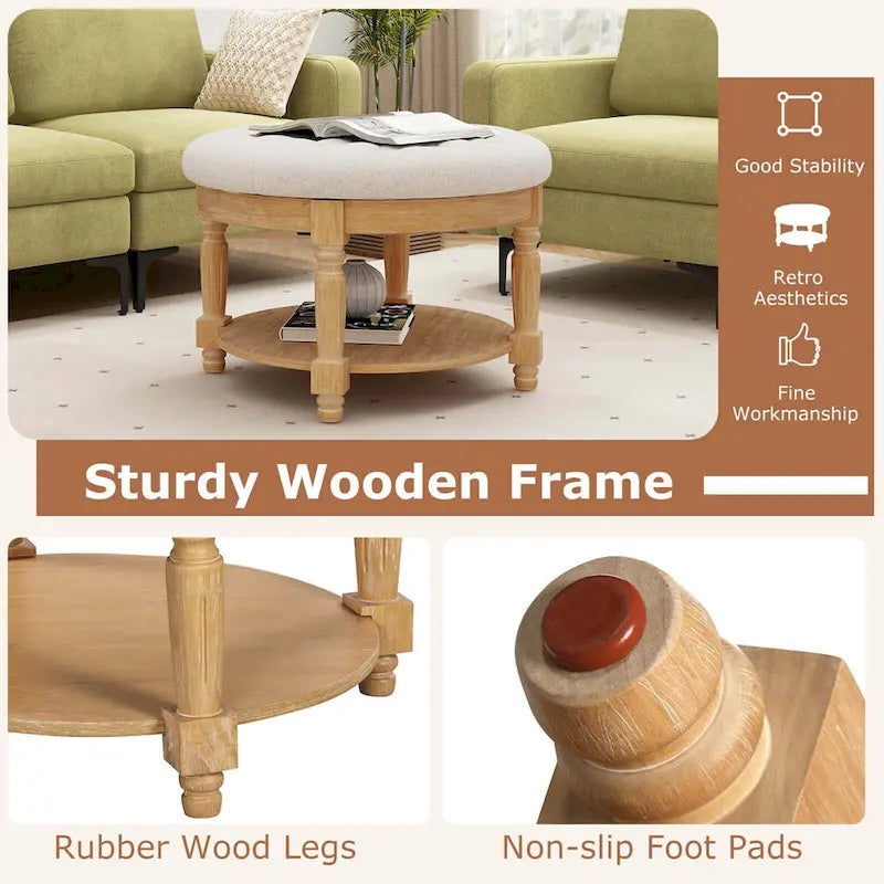 Costway 29 Grand Repose-Pieds Rond Table Basse Banc de Rangement avec