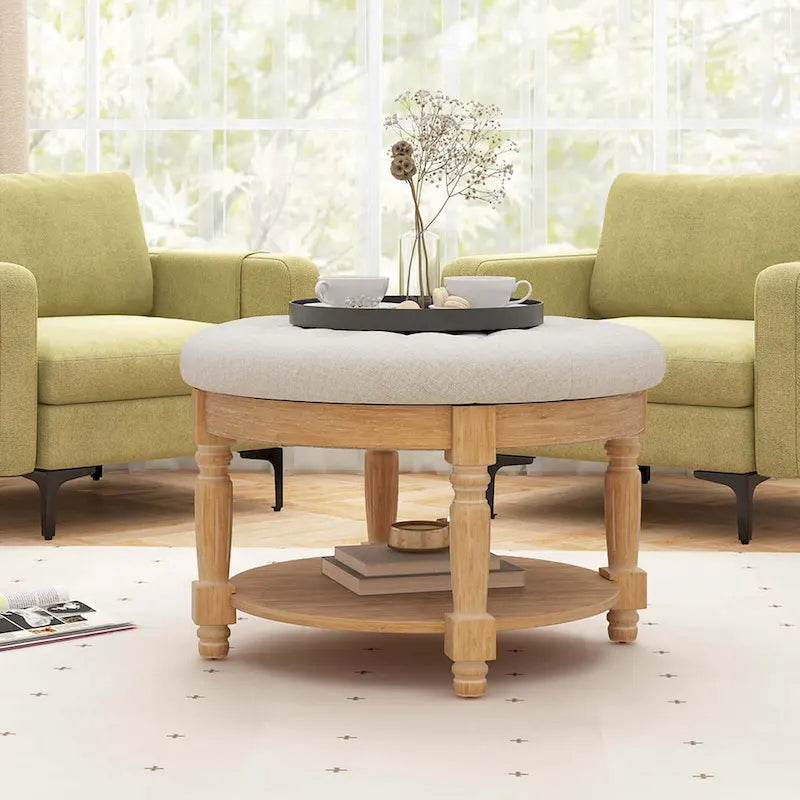 Costway 29 Grand Repose-Pieds Rond Table Basse Banc de Rangement avec