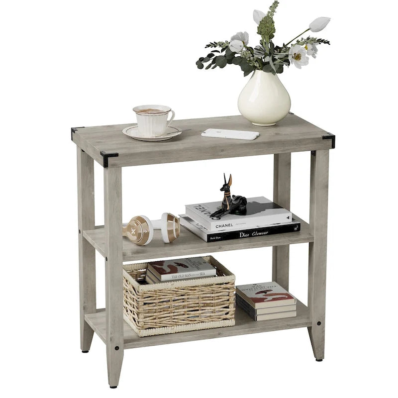 Table d'appoint de ferme, table d'appoint rustique à 3 niveaux