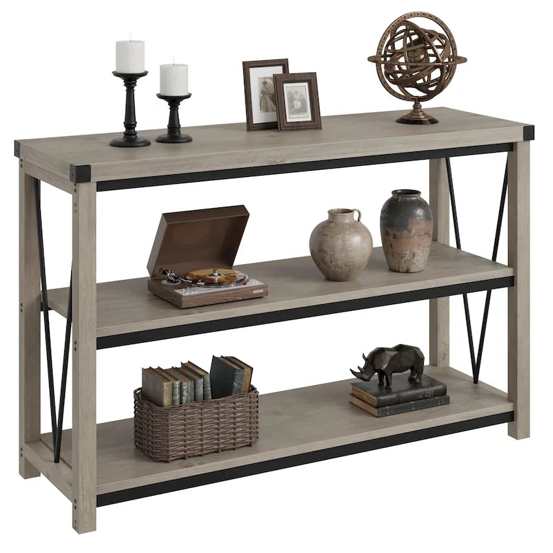 Console d'entrée de ferme, table console longue et étroite de 119 cm avec rangement