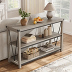 Console d'entrée de ferme, table console longue et étroite de 119 cm avec rangement