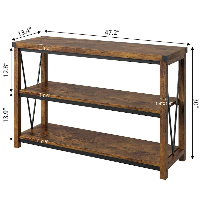 Console d'entrée de ferme, table console longue et étroite de 119 cm avec rangement