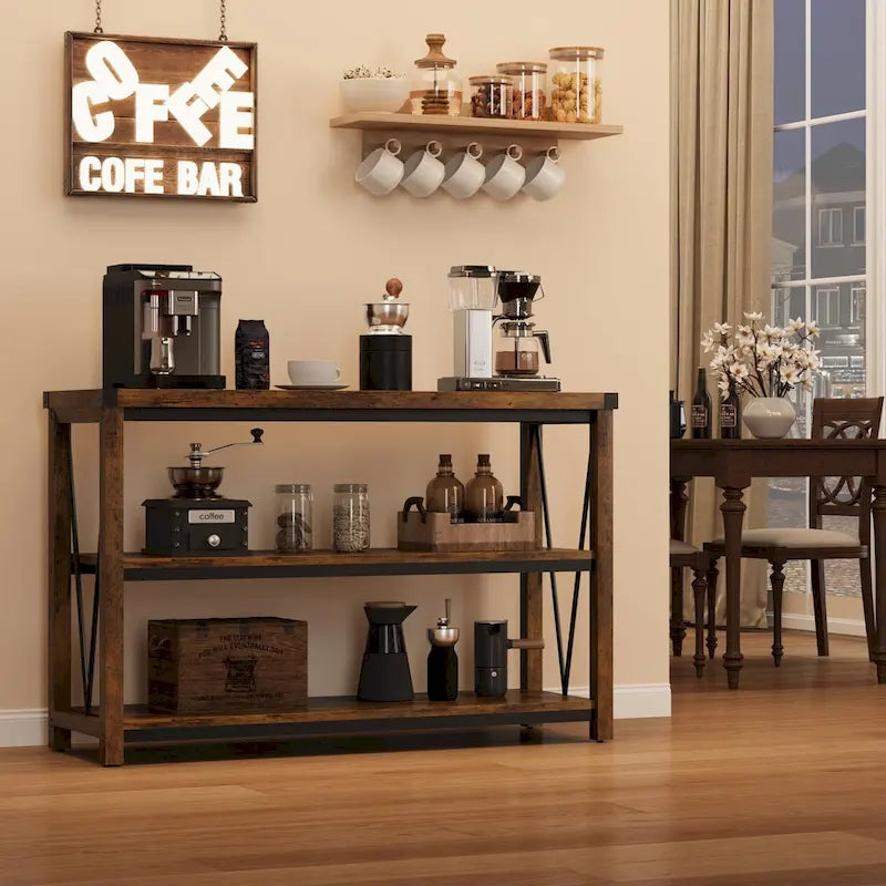 Console d'entrée de ferme, table console longue et étroite de 119 cm avec rangement